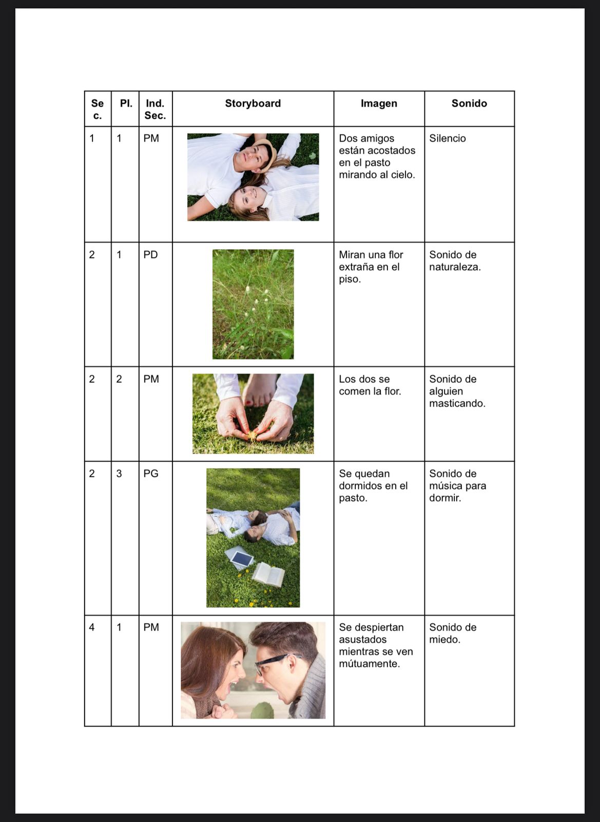 Short film storyboard